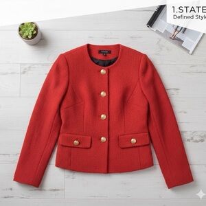 1. State Scarlet Jacket with Metallic Accents